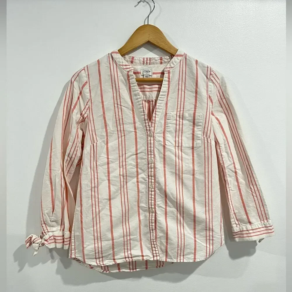 J. Crew Button-up Striped Cotton Blouse XS